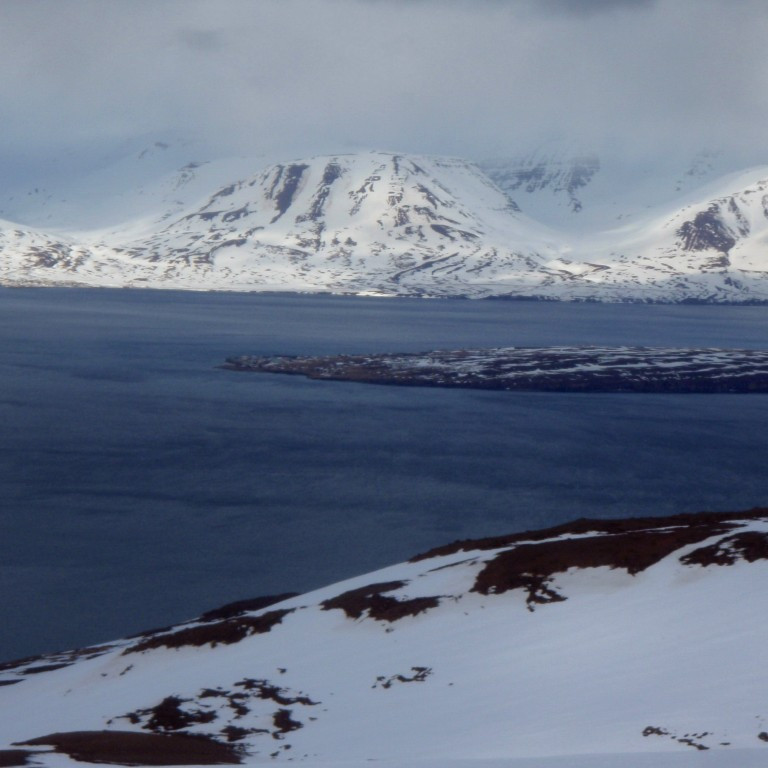 Séð til Hríseyjar og Dalvíkur