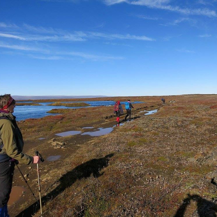 Gengið niður með Suðuránni áleiðis í Svartárkot.