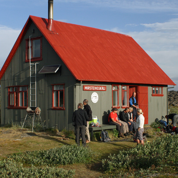 Við Þorsteinsskála í Herðubreiðarlindum að morgni 11. ágúst.