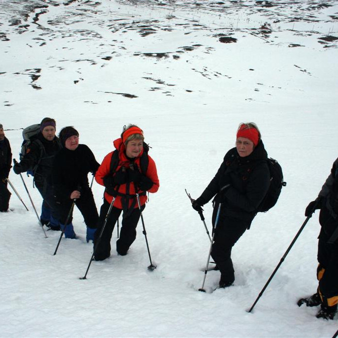 Á leið upp Mannshrygg