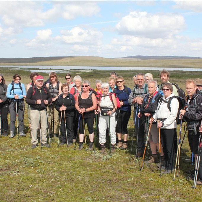 Í upphafi gönguferðar við Stafnsvötn