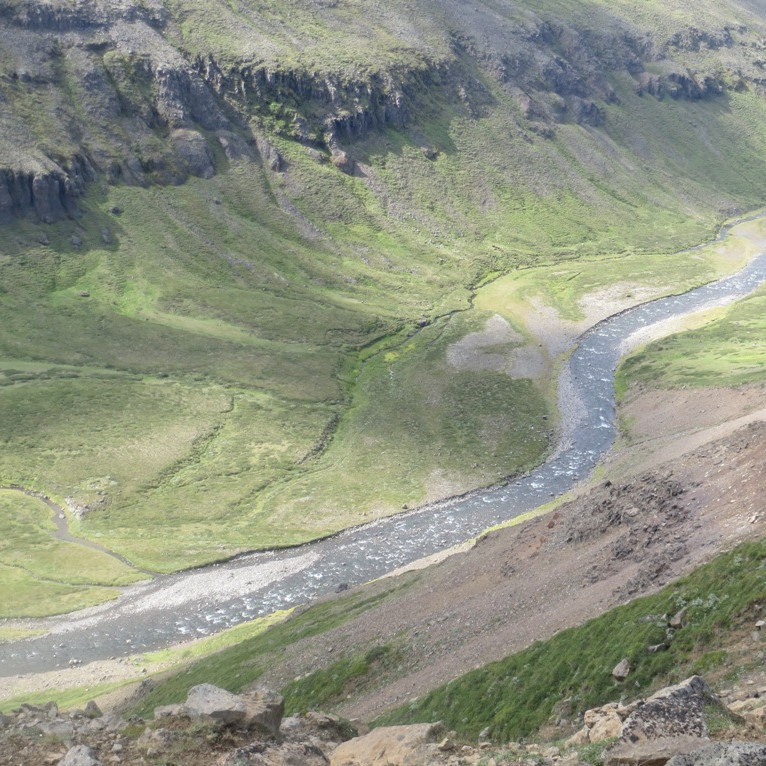 Horft út yfir flatlendisnesið og Runukvísl