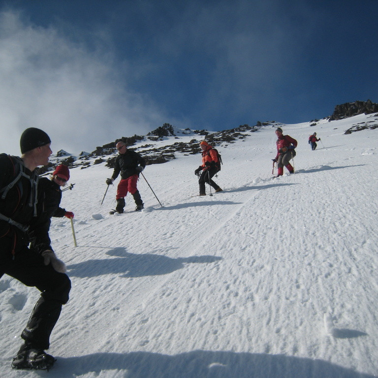 Nokkuð bratt svo gengið var hægt en örugglega