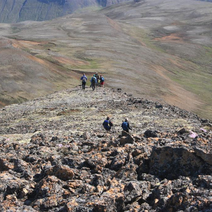 Á göngu suður og niður af Kaldbak