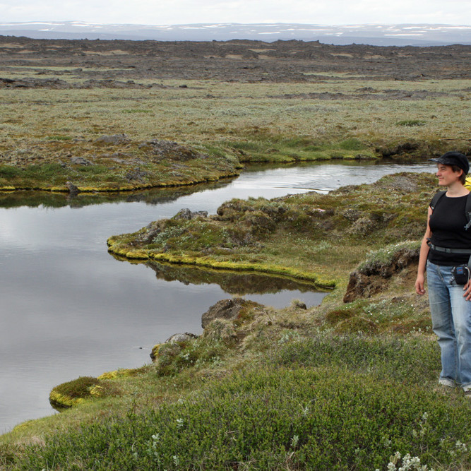 Linda á bakka lindar rétt hjá Botnakofa í Suðurárbotnum.