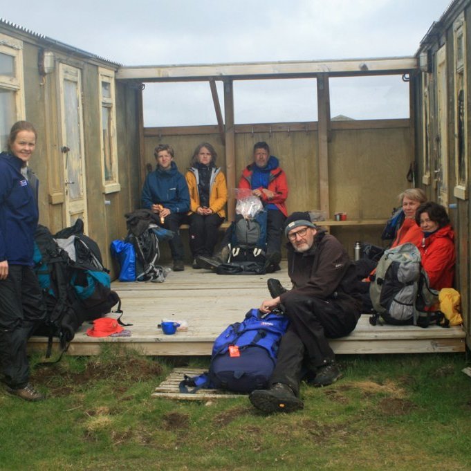 Hádegisáning við gangnamannahúsin á Stóruflesju við Suðurá