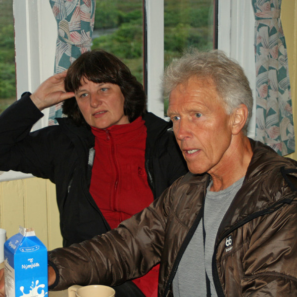 Í Þorsteinsskála á leið að Drekagili.