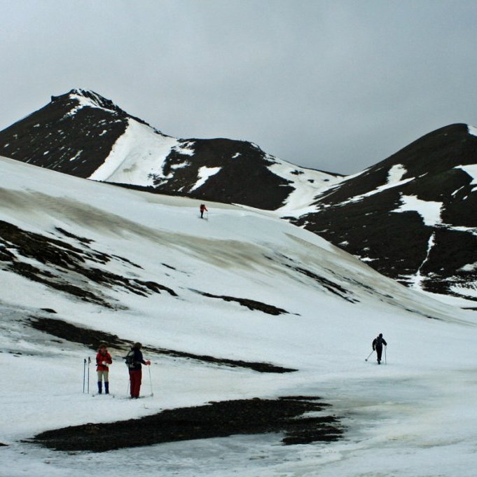 Á leið niður að Grænafleti norðvestan Hlíðarfjalls