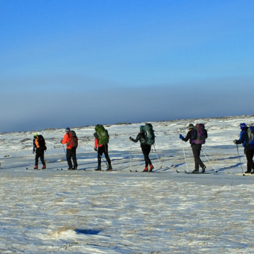 Á heimleið skammt ofan Stóruflesju.