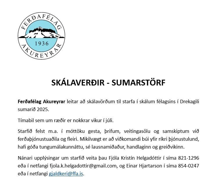 Skálavarsla í júlí 2025