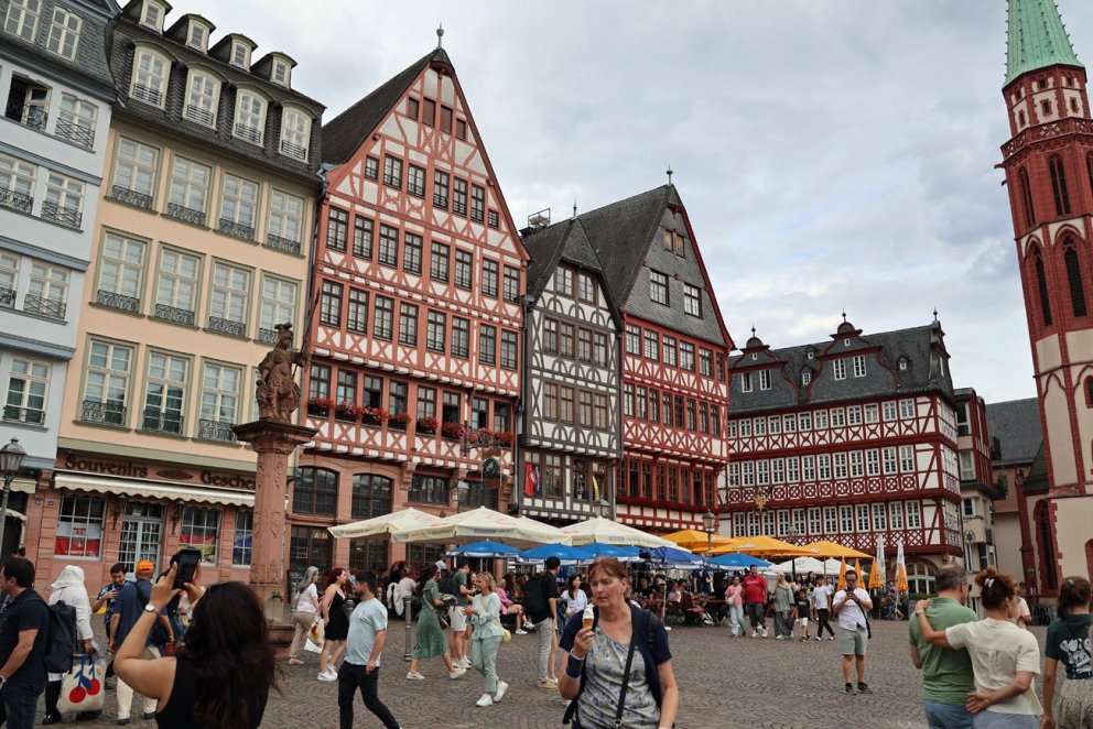 Myndin er tekin í gömlu miðborginni í Frankfurt am Main